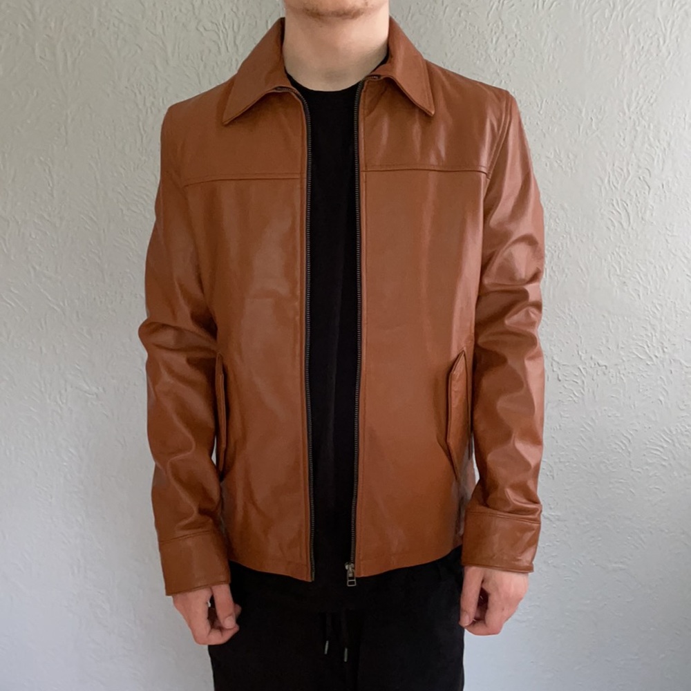 Tan Leather Jacket- Size 36 (xs-s)